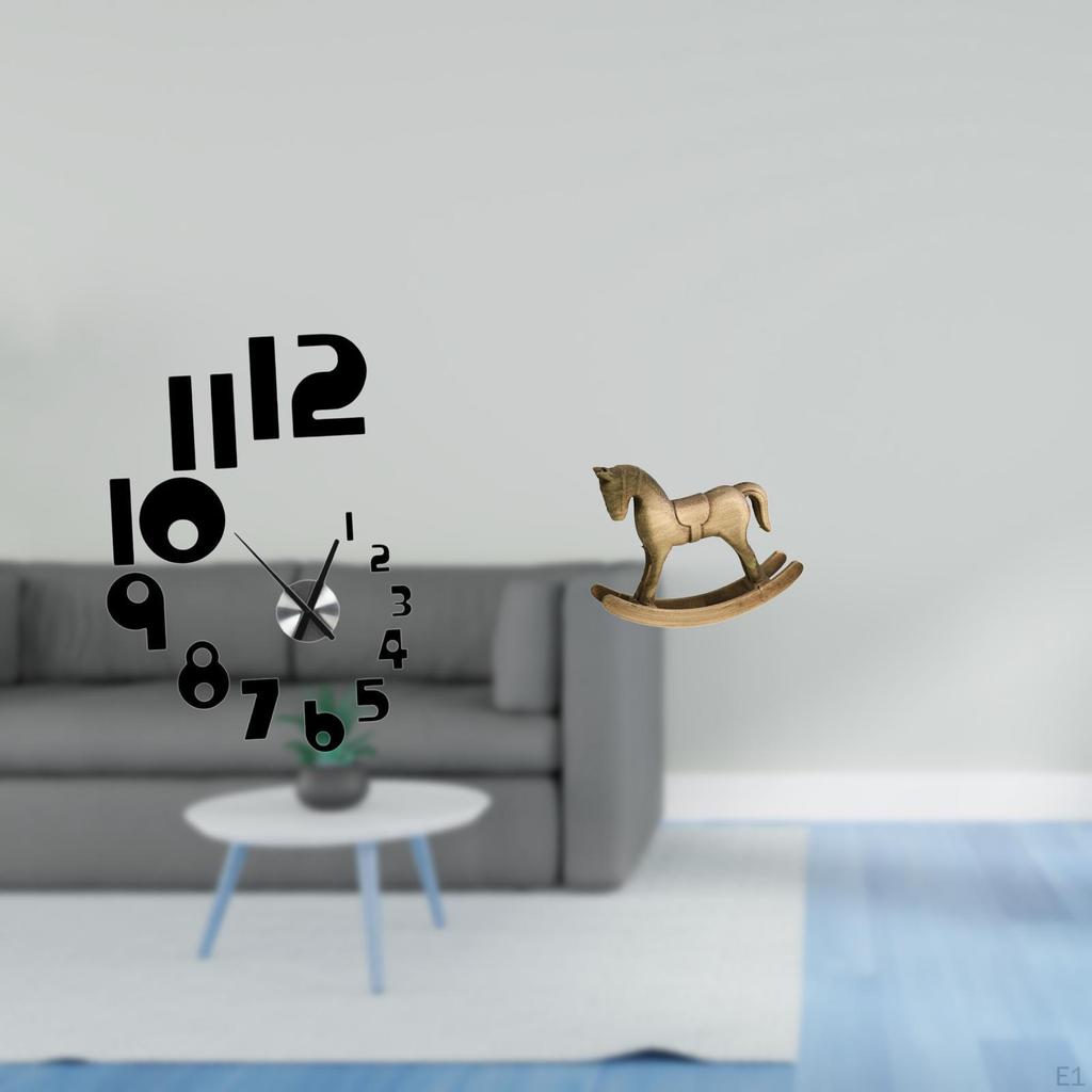 Креативные 3D настенные часы и деревянная скульптура лошадки-качалки, художественное декоративное стильное украшение для
