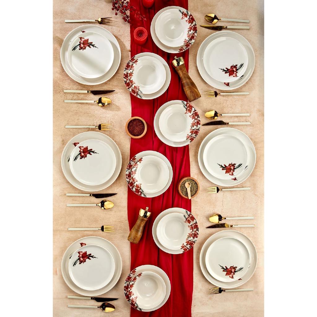 Gold Lux Ceramic Wishing Tree 24 Piece Dinner Set For 6 Persons