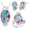 Design Colorful Zircon Jewelry Set Wrap Necklace Earrings Ring Jewelry Exquisite Bridal Engagement Accessories Love Gift