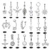 Stainless Steel Zircon Inlaid Belly Button Ring Piercing Jewelry