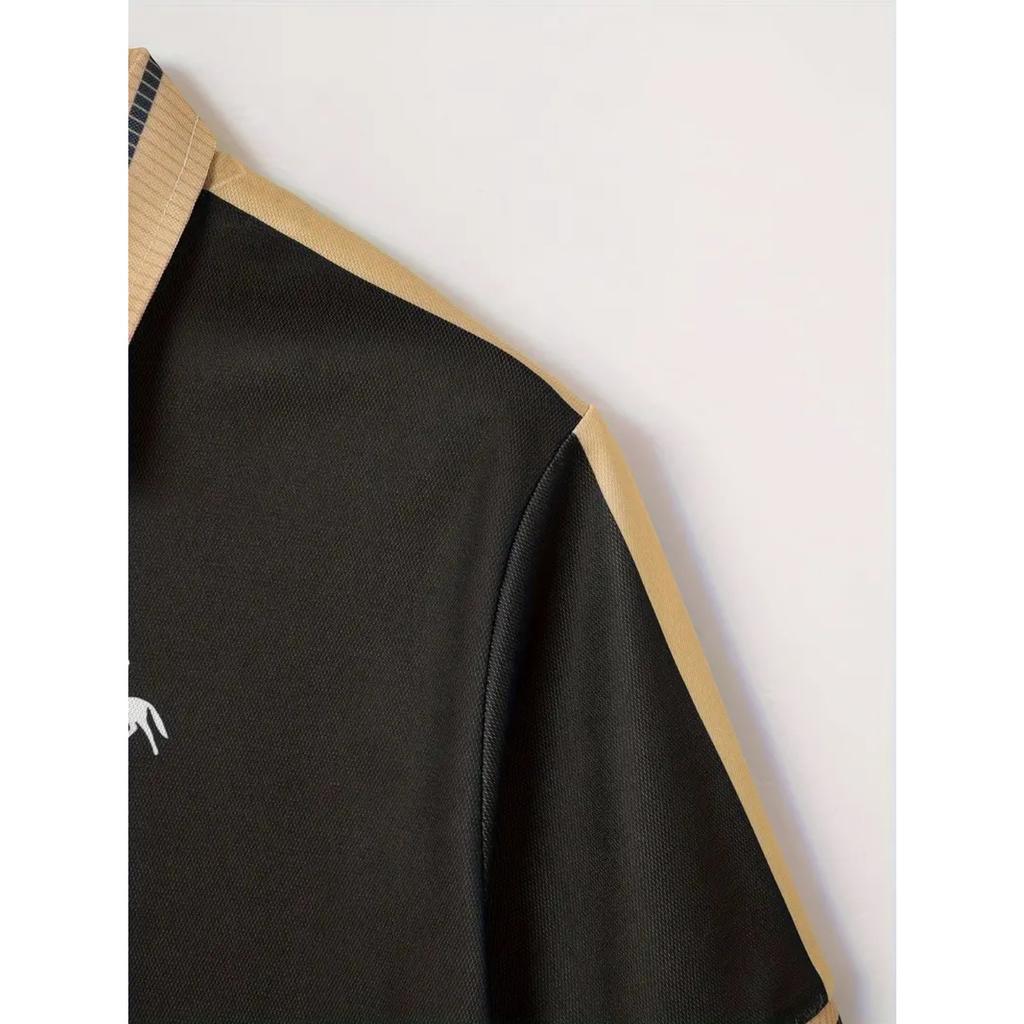 Летняя новая мужская футболка топы повседневная с принтом лацкан короткий рукав рубашка поло