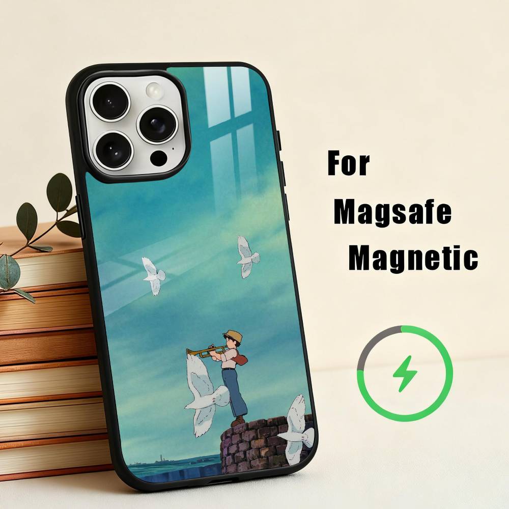 Чехол для телефона с аниме «Мальчик и цапля» для iPhone 17, 16, 15, 14, 13, 12, 11 Plus, Pro Max Магнитный Для Magsafe Беспроводная зарядка