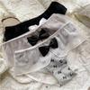 Japanese Sexy Style Cute Sweet Bow Cotton Mesh Lotus Leaf Edge Cute Mid Waist Girl Underwear