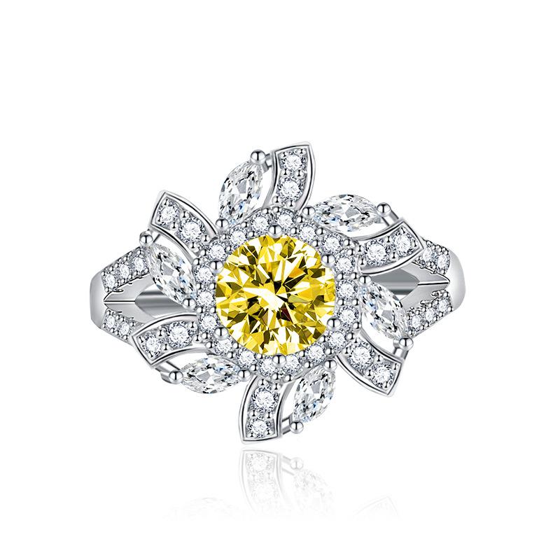 BELLA BOX Classic Flower Opening Resizable Rings For Women Zircon Engagement Party Fine Jewelry Gift