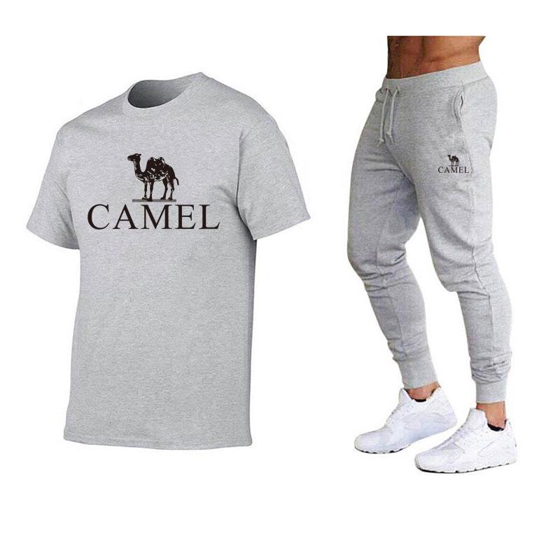 Camel Новая весенне-летняя мужская футболка, брюки, костюм из двух предметов, модный новый тренд, универсальный спортивный костюм для отдыха