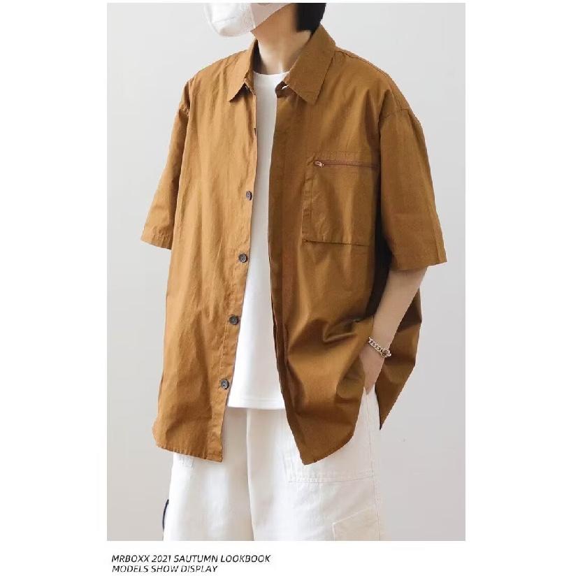 Ретро рубашка мужская летняя одежда в стиле Гонконга, студенческий свободный и нишевый дизайн, забавный новый мужской топ для верхней одежды 2024