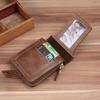 Vintage Men Wallet Short Purse Hasp Zipper Card Case Purse Solid Color PU Leather High Quality Durable  Wallet Convenient Male