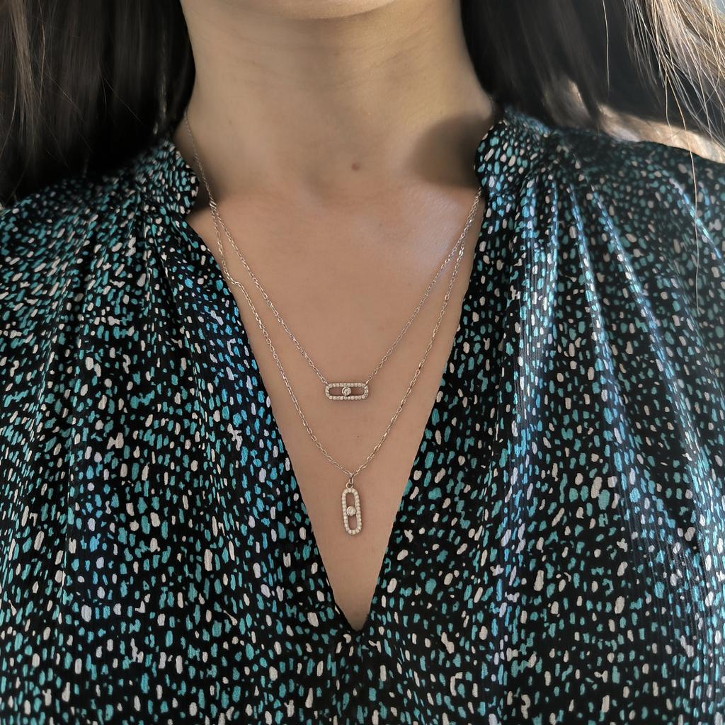Серебряное колье с фианитами, вес изделия 3,87 гр (2208716)