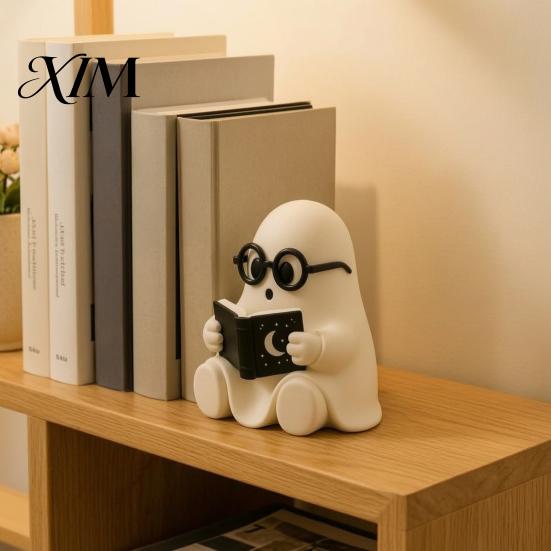 Versatile Daily And Holiday Home Accents Halloween Ghost Figurine, Resin Cartoon Desktop Ornaments, Cute Statue Black White Aesthetic Room Decor