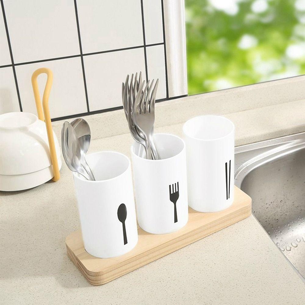 High-grade Chopsticks Storage Rack White Spoon Fork Drain Box Flatware Organizer  for Kitchen