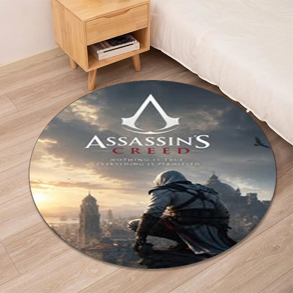 Круглый ковер с принтом Assassin's Creed, коврик под стул, ковер для зоны, коврики для прихожей, для офисного кресла, гостиной, спальни, кухни.