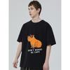 Crew Neck T Shirt Black Capybara with Sunglasses and Don T Worry Be Capy Text Casual Wear for Men and Women