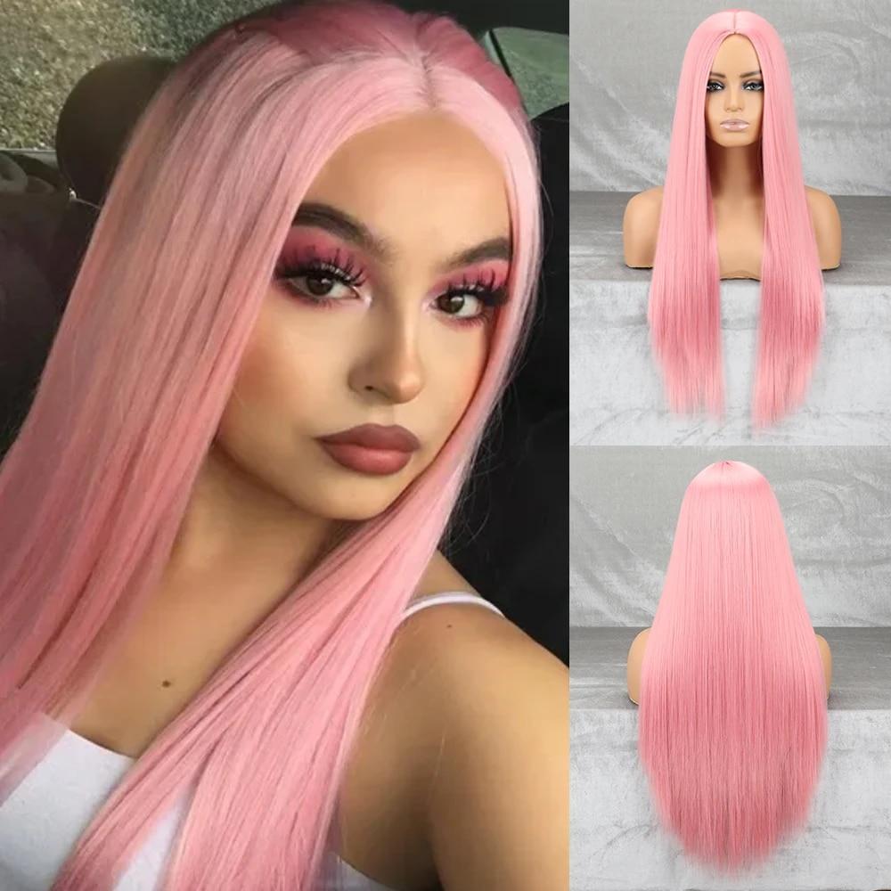 Длинный красный парик, прямой средней части, парик для косплея для девочек, Салли красный, нарядный парик для вечеринки, парик для Хэллоуина, рождественский парик