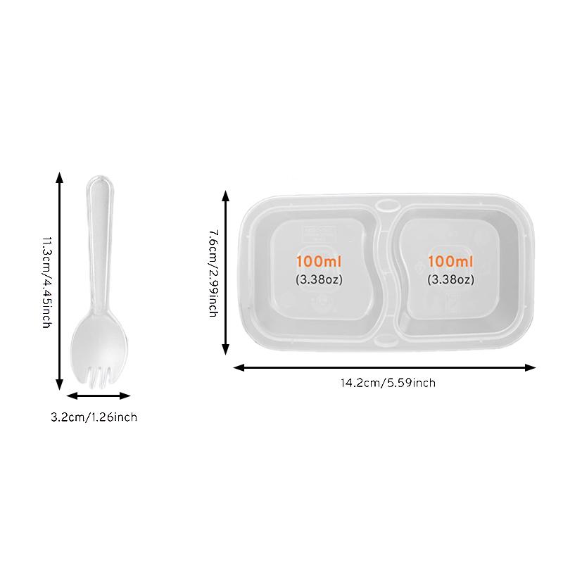 Контейнеры для закусок в дорогу с 2 отделениями, стаканчики для соуса с крышками, компактный бокс для хранения еды для взрослых