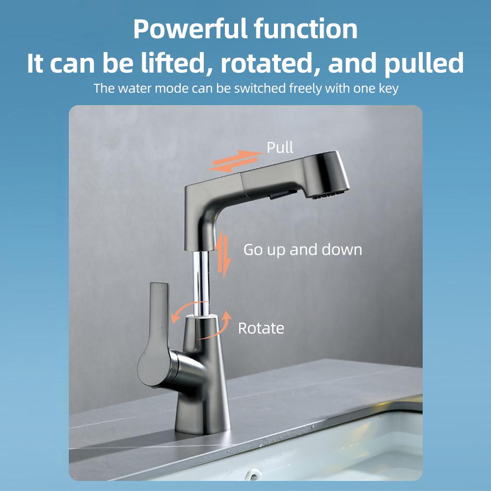 Поворотные и подъемные кухонные смесители с выдвижным распылителем, регулируемая по высоте, поворот на 360 градусов