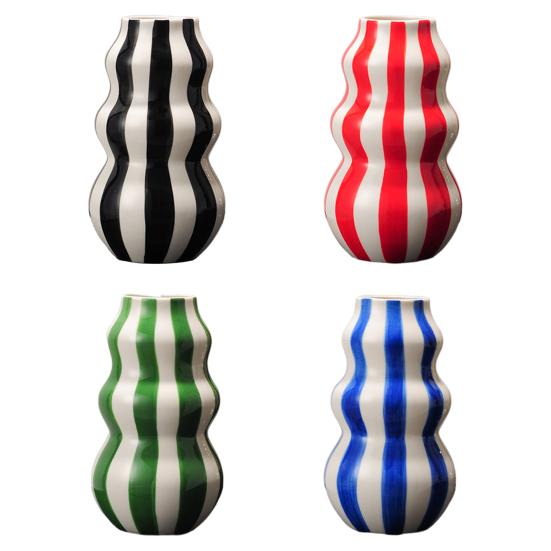 Изысканно изготовленная ваза, полосатый принт, круглая декоративная керамическая ваза, идеальный размер, художественная декоративная ваза, домашний декор