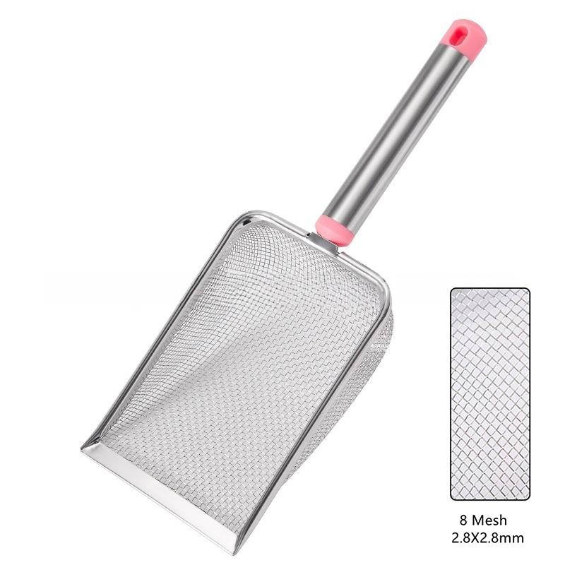 Stainless Steel Fine Mesh Cat Litter Scoop Easy To Clean Non-Stick Shovel For Reptiles Sand Efficient Durable Litter Scoop