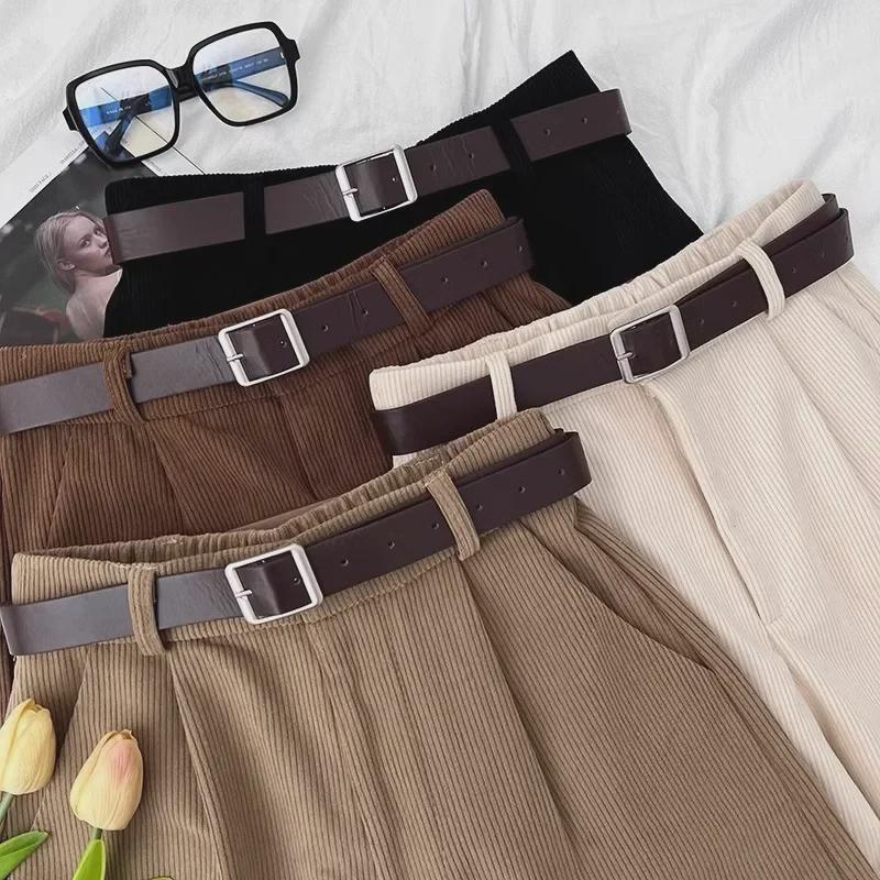 Женские ретро-шорты из вельвета с высокой талией и широкими штанинами - мода осень/зима