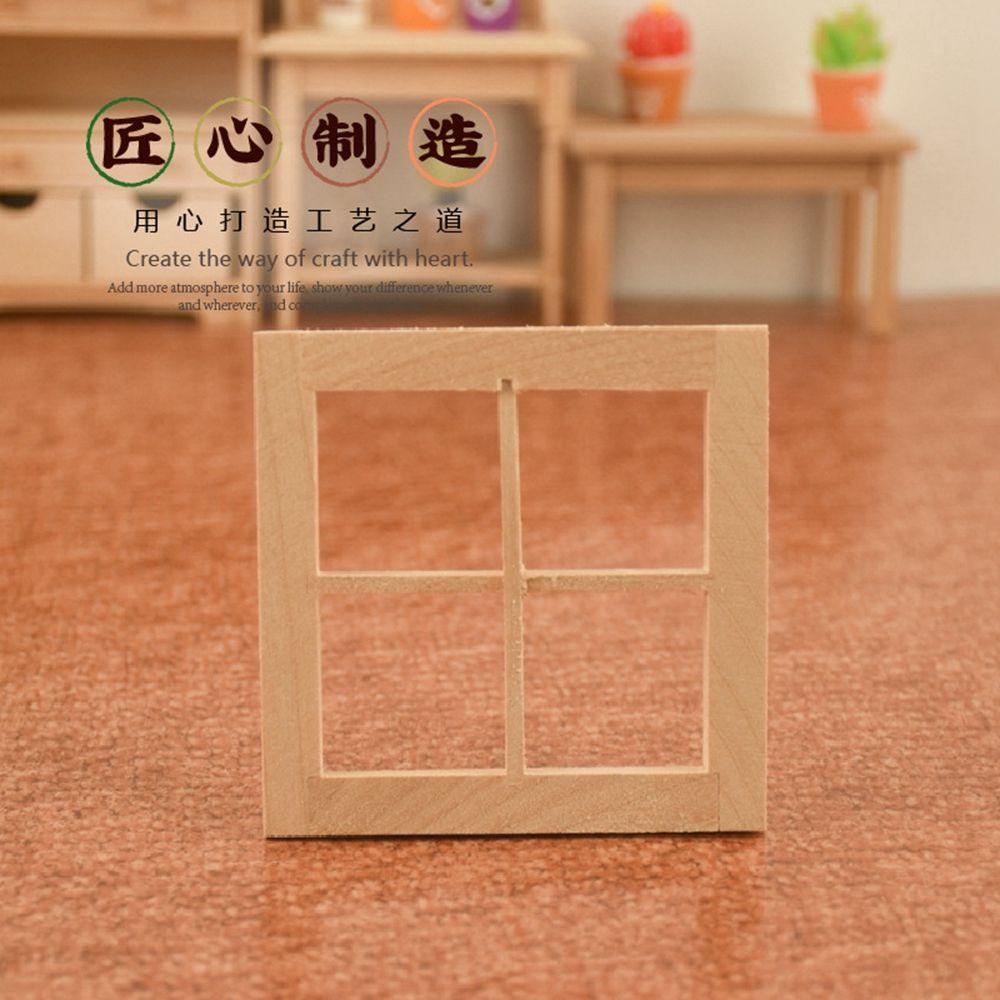 Аксессуары для кукол Сделай сам Двойная оконная деревянная рама Мебель для кукол Стеклянная пластина Окно кукольного домика