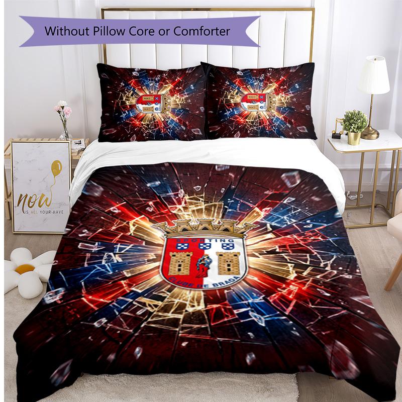Braga FC Printed 3PCS Bedding Set Breathable Duvet Cover with Pillowcases Decorative Bed Linen for Bedroom Home