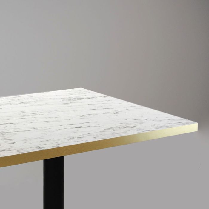 Table 70 X 70 Cm - Milan Model, Calacatta Marble, Brass Edges