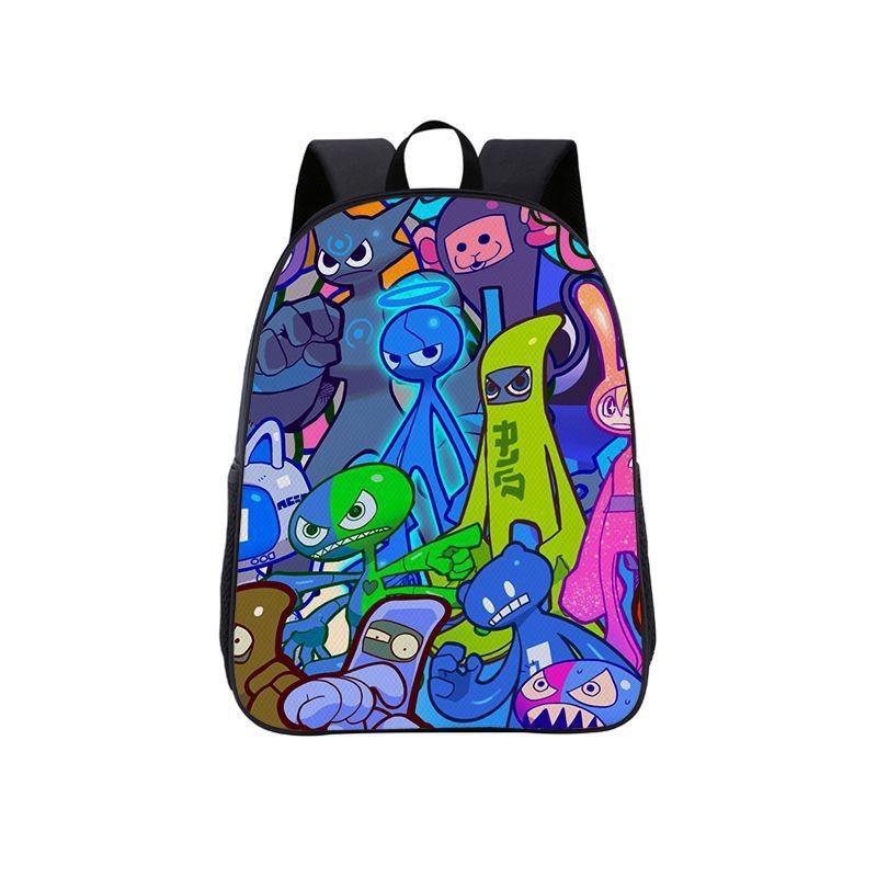 Rainbow Friends Color Anime Cartoon Print School Backpack For Boys Girls And