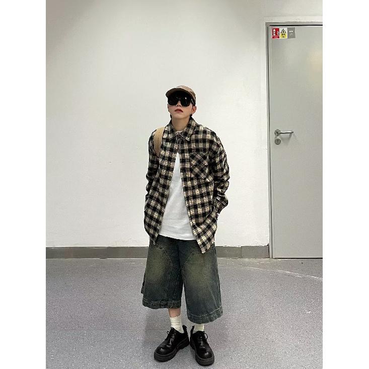 Рубашка с длинным рукавом с буквенным принтом 2024 года в японском стиле в стиле Гонконга, свободная рубашка для мальчиков, летнее модное универсальное повседневное пальто