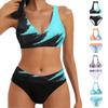 Women's Fashion Split High Waist Printed Bikini With Bra Pads And No Steel Bra Swimsuit
