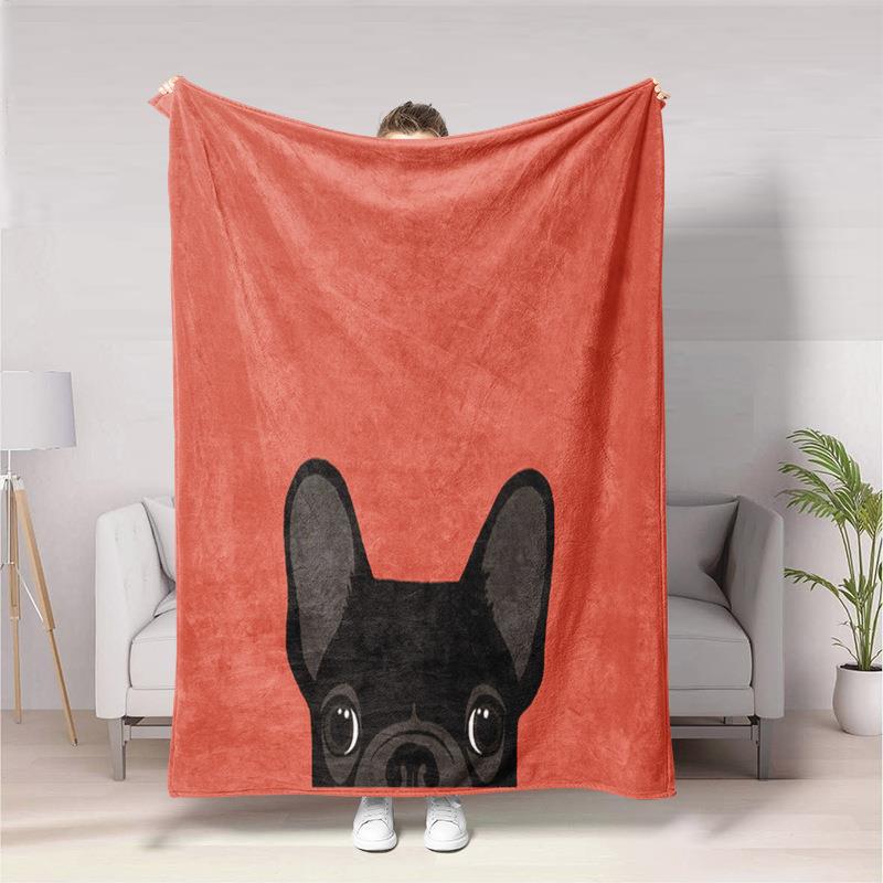 Cute cartoon dog digitalprinted polyester Bedroom velvet flannel soft sofa cover blanket Fleece soft sofa cover blankets