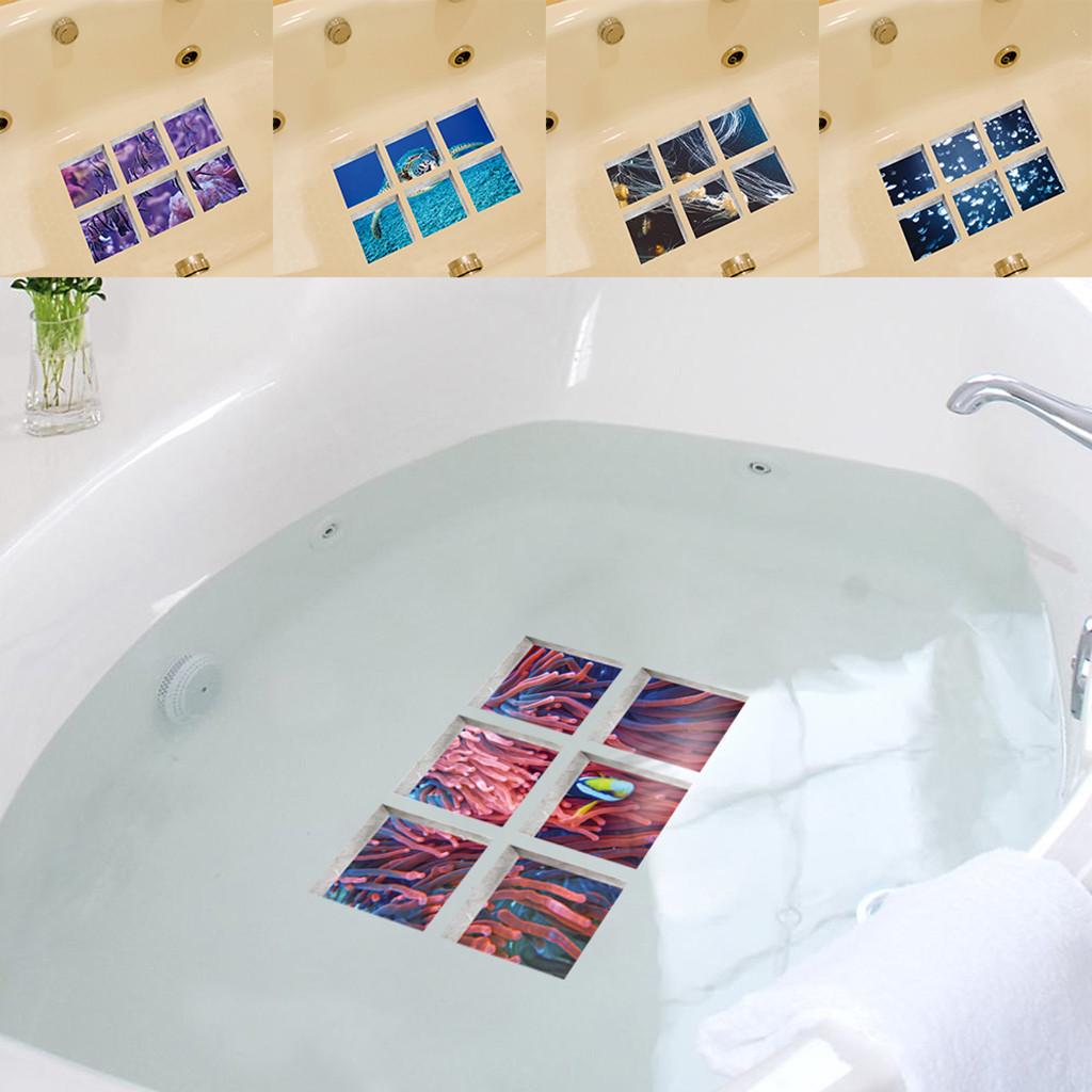 6pcsNew Bath Tub Shower Stickers PVC Decals Applique Mural Home Decor