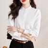 Long-sleeved Stand-collar Shirt for Women In Winter New Retro Top Commuting Simple Shirt