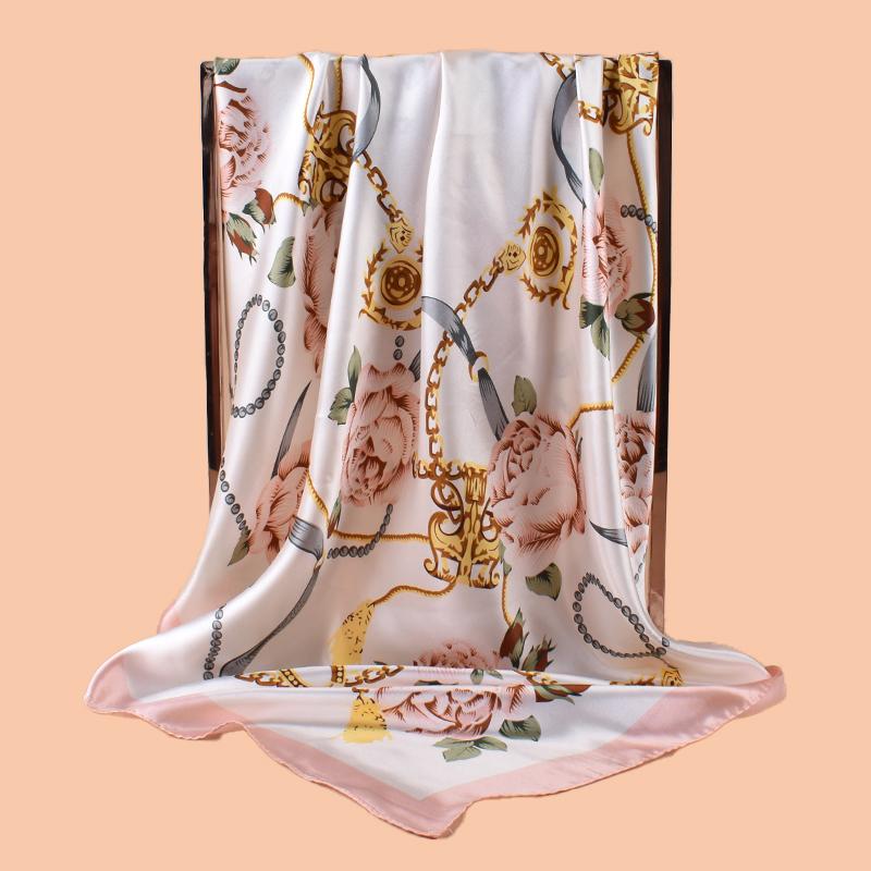 1PC Women's Summer Beach Accessory Fashion Satin Square Scarf 90*90inch Multi-use Headscarf Party Use Versatile Hair Towel