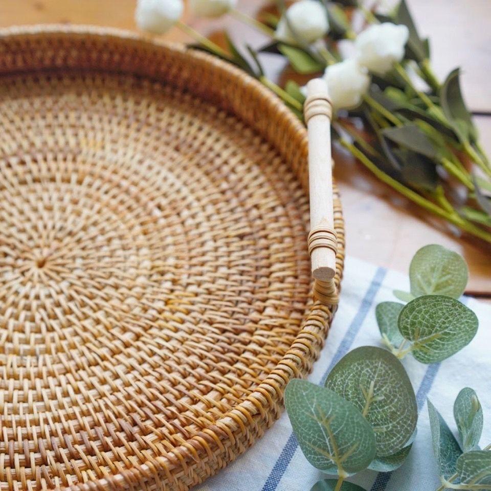 Creative Rattan Tray Fruit Tray Bamboo Bread Basket Fruit Basket Dessert Tray Practical Kitchenware