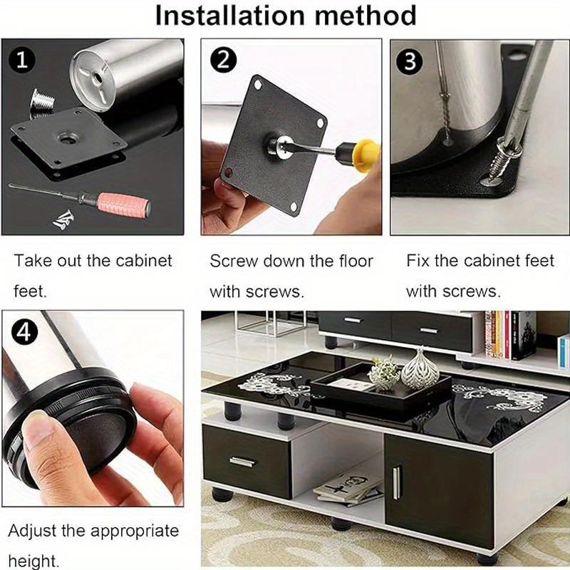 4 шт., ножки для мебели из нержавеющей стали, металлические регулируемые круглые металлические мебельные сменные угловые ножки