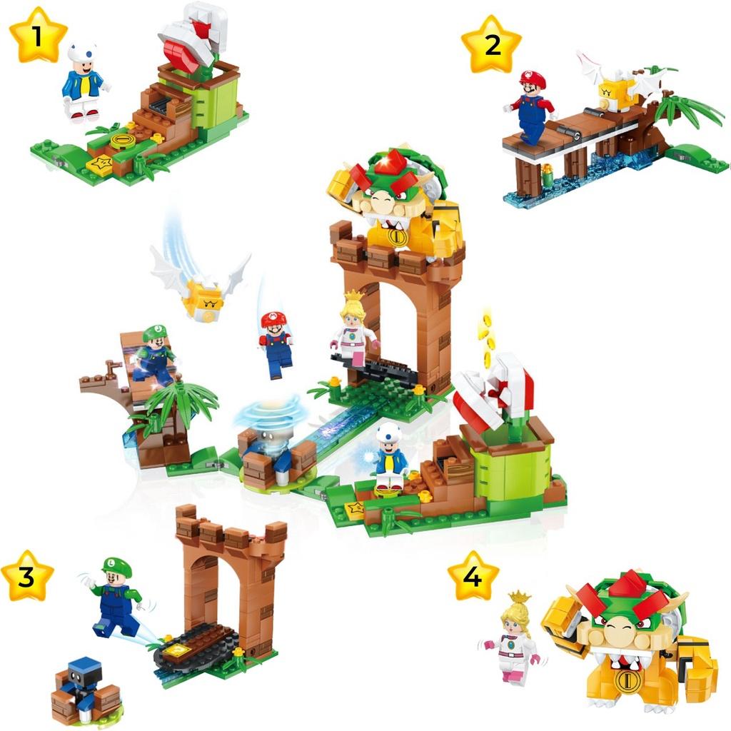 Colorful Super Mario Bros Dolls Luigi Peach Bowser Toad Building Blocks