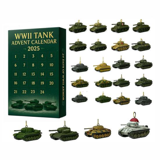 2025 WWII Tank Advent Calendar 24 Days Christmas Countdown Calendar with 24 Iconic WWII