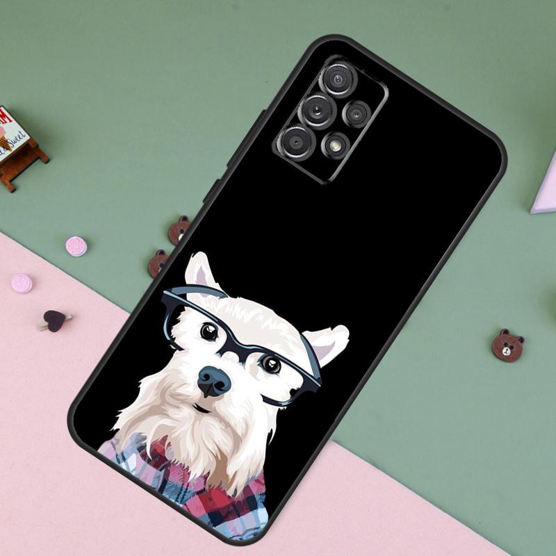 Cartoon schnauzer dog For Samsung Galaxy A26 A56 A36 A16 A22 A32 A52 A54 A14 A55 A35 A15 A53 A33 A13 A05 A06 Case