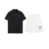 Li-Ning Plain Logo Embroidered Simple Breathable Quick-Dry Comfortable Versatile Short Sleeve Polo Shirt Casual Sports Suit YPLT027-1+AKST593-7