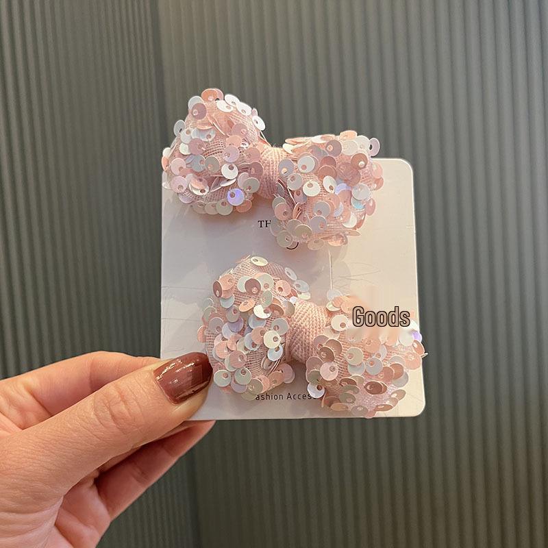 Sequin Bow Snap Hair Clips – Candy Color Princess Hairpins for Kids