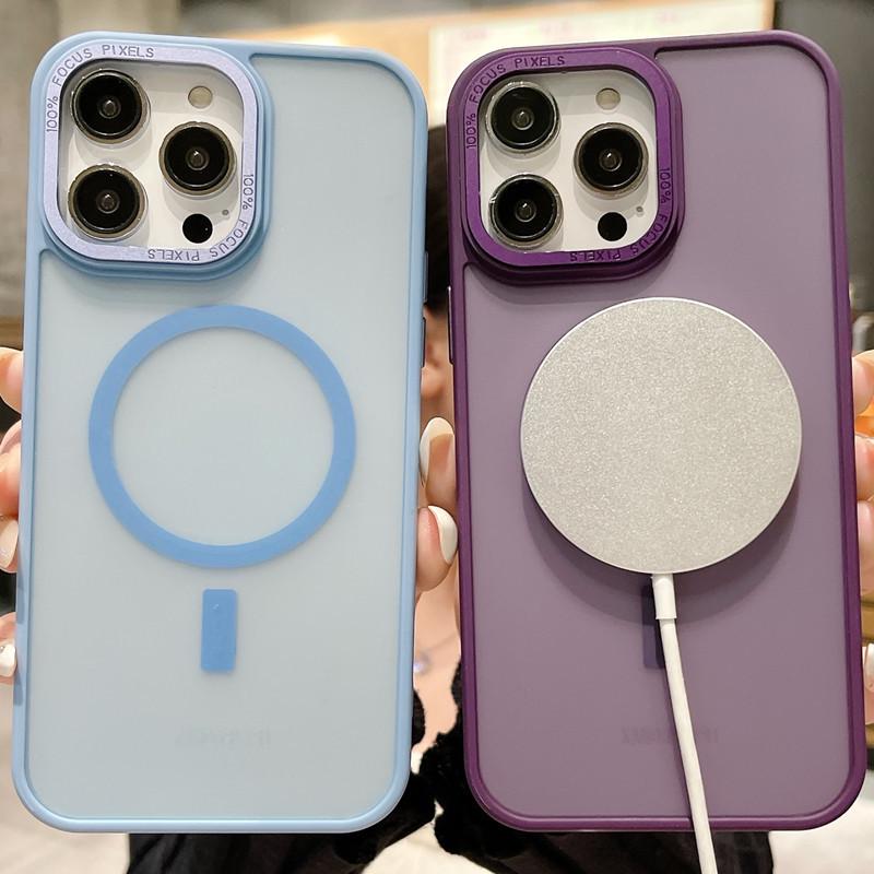 Магнитный полупрозрачный матовый чехол для телефона для iPhone 16 Pro Max/15/14 Pro/13/12/11