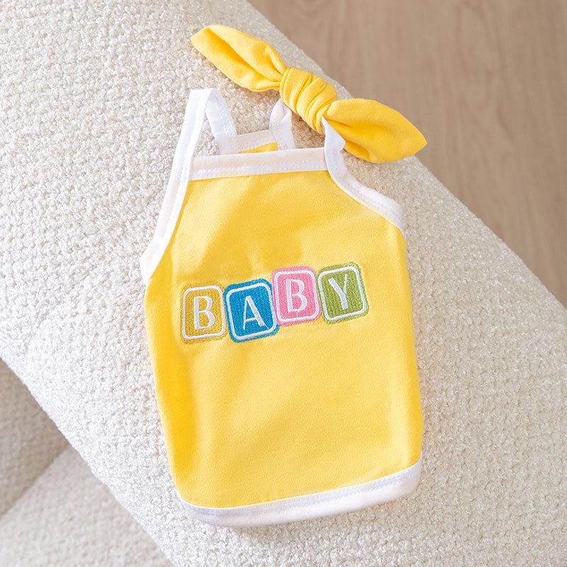 Летняя тонкая одежда для кошек Макарон бант на подтяжках Синий котенок Маленькая и средняя собака Одежда для питомцев