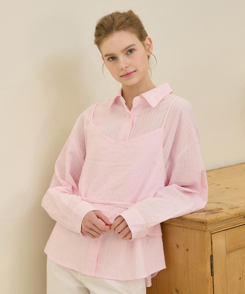 NONLOCAL Grace Bustier Blouse Set - Light Pink