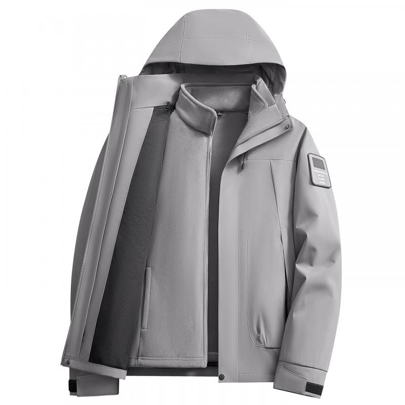 2-in-1 Detachable Windproof Waterproof Fleece-Lined Outdoor Jacket Hiking Camping Cycling Unisex Winter