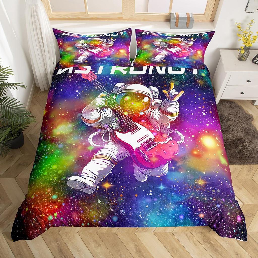 Astronaut Duvet Cover Sets Queen Twin Size Astronaut Bedding Sets For Kids Boys Girls 3 Pieces 1 Comforter Cover 2 Pillowcases