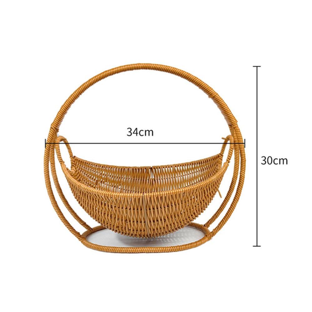 With Handle Woven Storage Basket High Grade Hand Woven Basket Imitation Rattan Basket Home Kitchen