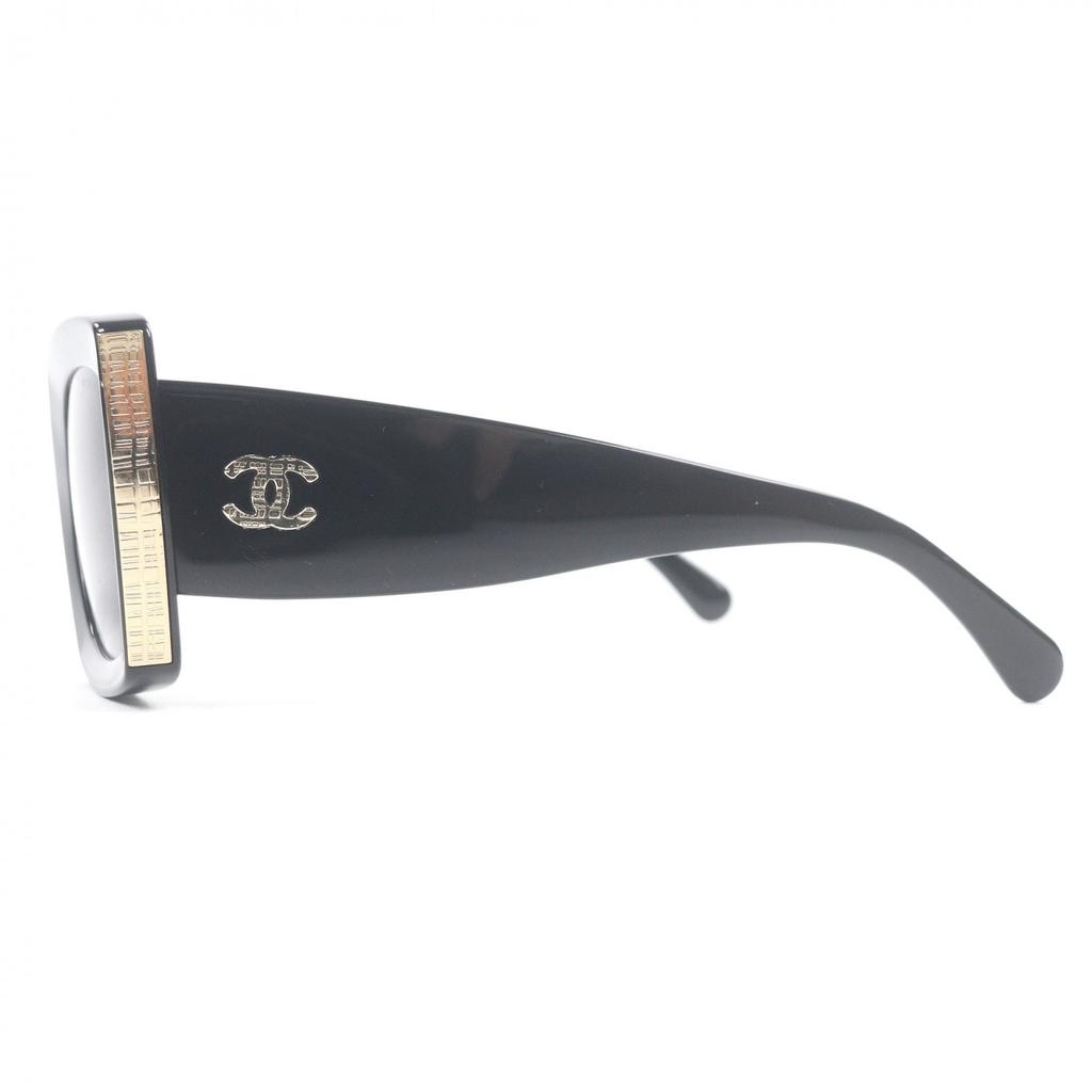 Very Good CHANEL sunglasses COCO Mark Rectangle Shape Eyewear black Used