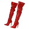 Fashion Fashion Pointed Toe Over The Knee Boots Women High Heels Patent Leather Solid Stiletto Side Zipper Sapatos Femininos