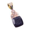 Natural Blue Sunstone 925 Solid Sterling Silver Gift TwoTone Pendant 1.50" v9b26