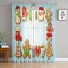 Christmas Gingerbread Cookies Tulle Window Curtain For Living Room Bedroom Voile Sheer Curtains Kitchen Treatments Drapes