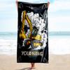 1PC Custom Name Excavator Dreams Beach Towel Highly Absorbent And Sand-Resistant Towel for Swimming, Pool, Yoga, And Travel Lightweight